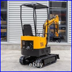 1 Ton 13.5HP Canopy Mini Hydraulic Excavator with 8Pcs Attachments Set in Stock