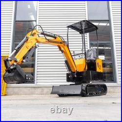 1 Ton 13.5HP Canopy Mini Hydraulic Excavator with 8Pcs Attachments Set in Stock