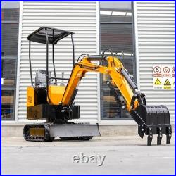 1 Ton 13.5HP Canopy Mini Hydraulic Excavator with 8Pcs Attachments Set in Stock