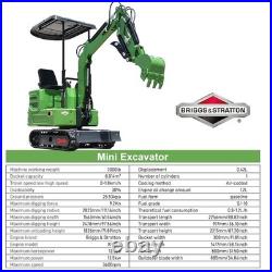 1 Ton B&S Gas Mini Excavator Tracked Crawler Digger 13.5 HP With Hydraulic Thumb
