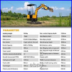 1 Ton Crawler 13.5HP Mini Excavator Brand New EPA Compliant Ready to Ship