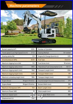 1 Ton Mini Excavator 13.5HP B&S Gas Engine, Hydraulic Thumb, Crawler Digger