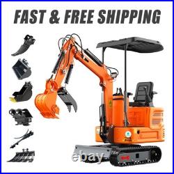1 Ton Mini Excavator 13.5HP B&S Gas Engine with Hydraulic Thumb + 6 attchments