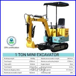 1 Ton Mini Excavator 13.5HP EPA Gas Tracked Digger, Pickup in VA