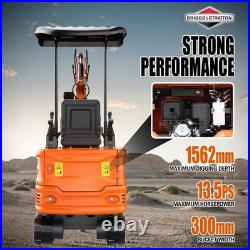 1 Ton Mini Excavator Pilot Tracked 13.5 HP B&S Gas Engine Compact High Digging