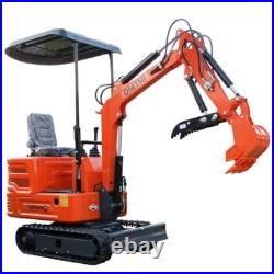 1 Ton Mini Excavator Track Digger 13.5HP Bucket/Hydraulic Thumb B&S Gas Engine