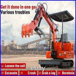 1 Ton Mini Excavator Track Digger 13.5HP Bucket/Hydraulic Thumb B&S Gas Engine