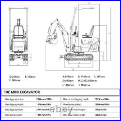 1 Ton New Mini Excavator, EPA certified Diesel Engine, FREE SHIPPING 13.5hp