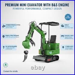 1-Ton Tracked Mini Excavator 13.5HP B&S Hyd+Ripper EPA FS, In USA Stock