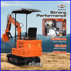 1-ton Mini Excavator 13.5 hp B&S Gasoline Engine with 5 Attachments USA STOCK