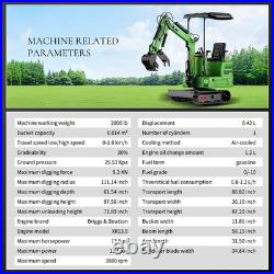 1-year warranty 1 Ton Mini Excavator B&S gasoline Engine 13.5HP US Warehouse