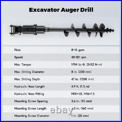 200mm Hydraulic Auger Drill Mini Excavator Attachment For 1-2Ton Mini Digger