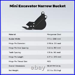 200mm Trenching Narrow Bucket Attachment for Mini Excavator Digger