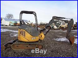 2010 John Deere 27D mini excavator, OROPS, Aux Hydraulics, Blade, 2 Speed