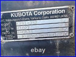 2010 Kubota KX91-3S2 Mini Hydraulic Excavator Diesel Backfill Blade