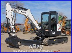 2011 Bobcat E45 Mini Excavator Rubber Tracks Cab Backhoe Hydraulic Thumb