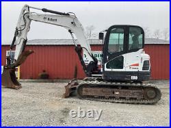 2011 Bobcat E80 Hydraulic Midi Excavator with Cab & Thumb Clean Machine 2900Hrs