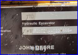 2011 John Deere 17d Mini Excavator Rubber Tracks Aux Hyd Backhoe