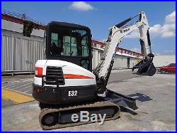 2012 Bobcat E32 Mini Excavator Backhoe Loader Cab AC & Heat Hydraulic Thumb