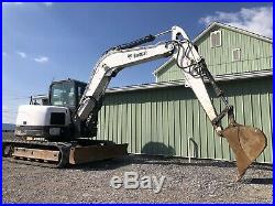 2012 Bobcat E80 MIDI Excavator Long Arm Enclosed Heat, Ac Low Cost Shipping