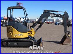 2012 John Deere 27D Hydraulic Mini Excavator Aux Hyd Diesel Backfill Blade Q/C
