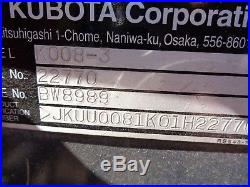 2012 Kubota K008-3 Mini Excavator Mini Ex Diesel K008