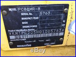 2013 Komatsu PC88MR-8 Hydraulic Midi Excavator with Cab 3rd Valve & Manual Thumb