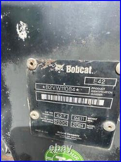2014 Bobcat E42 Tracked Excavator Air Conditioner Swing Boom Quick Coupler