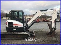 2014 Bobcat E45 Mini Excavator with Cab & Hydraulic Thumb