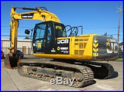 2014 JCB JS220LC Hydraulic Excavator 42 Bucket Isuzu Diesel Aux Hyd A/C Cab