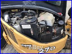 2014 John Deere 27D MINI EXCAVATOR CAB A/C THUMB Diesel 1200hrs