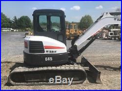 2015 Bobcat E45 Mini Excavator with Cab & Hydraulic Thumb