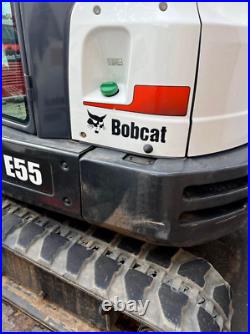 2018 Bobcat E55 Mini Excavator Closed Cab Heat/AC Radio 2045 Hours Fresh Service
