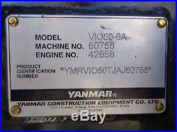 2018 Yanmar VI050-6A Mini Excavator- Diesel- A/C & Heat- Enclosed Cab -161 Hours