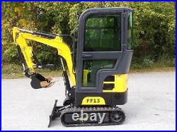 2023 Ff Industrial Ff13 Enclosed Cab Mini Crawler Excavator