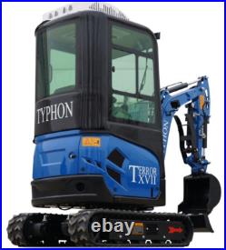 2025 4000 lb TYPHON TERROR XVII Cabin Mini Excavator Rubber Track w Kubota D902