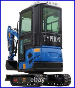 2025 4000 lb TYPHON TERROR XVII Cabin Mini Excavator Rubber Track w Kubota D902
