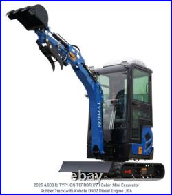 2025 4000 lb TYPHON TERROR XVII Cabin Mini Excavator Rubber Track w Kubota D902