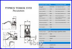 2025 4000 lb Typhon Terror XVIII Mini Excavator Rubber Track with Kubota Diesel 2025 4000 lb Typhon Terror XVIII Mini Excavator Rubber Track with Kubota Diesel