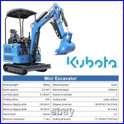 2025 New Mini Hydraulic Excavator KUBOTA Diesel 4,000lbs 1.8 Tons USA STOCK
