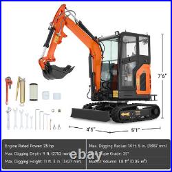 2.5Ton 25hp Mini Excavator Digger Crawler Perkins Diesel EPA Engine Close Cabin