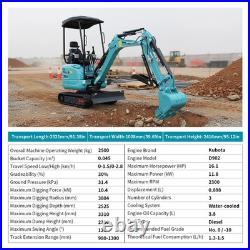 2.5Ton Mini Excavator Side Swing Digger Kubota D902 Diesel Engine+ 4 Attachments