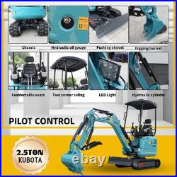 2.5Ton Mini Excavator Side Swing Digger Kubota D902 Diesel Engine+ 4 Attachments
