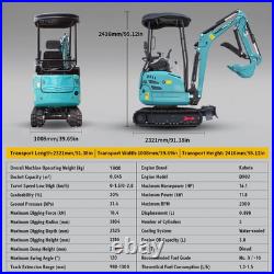 2.5Ton Mini Excavator Side Swing Digger with Kubota D902 Engine Extendable Track