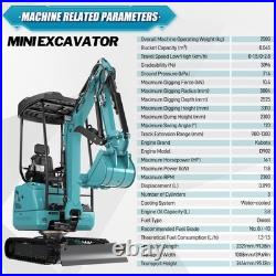 2.5 Ton Mini Excavator Kubota D902 Engine Side Swing Extendable Track Digger EPA