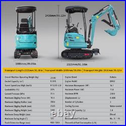 2.5ton Mini Excavator Kubota D902 Engine Side Swing Extendable Crawler Diggers