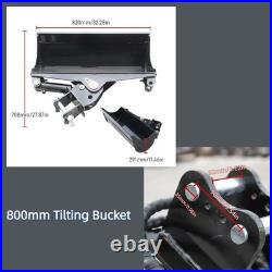31.5in Tilting Bucket Kit for Mini Excavator 800mm with Hydraulic Hoses & Pins USA