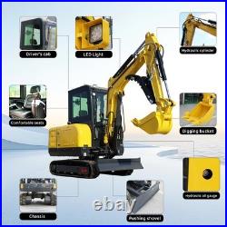 3.5Ton Mini Excavator Kubota Diesel Engine Enclosed Cab Side Swing+4 Attachments 3.5Ton Mini Excavator Kubota Diesel Engine Enclosed Cab Side Swing+4 Attachments