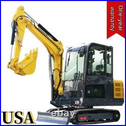 3.5 Ton Excavator with Kubota Engine 25HP Enclosed Cab + Hydraulic Thumb