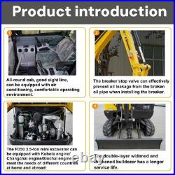 3.5 Ton Excavator with Kubota Engine 25HP Enclosed Cab + Hydraulic Thumb